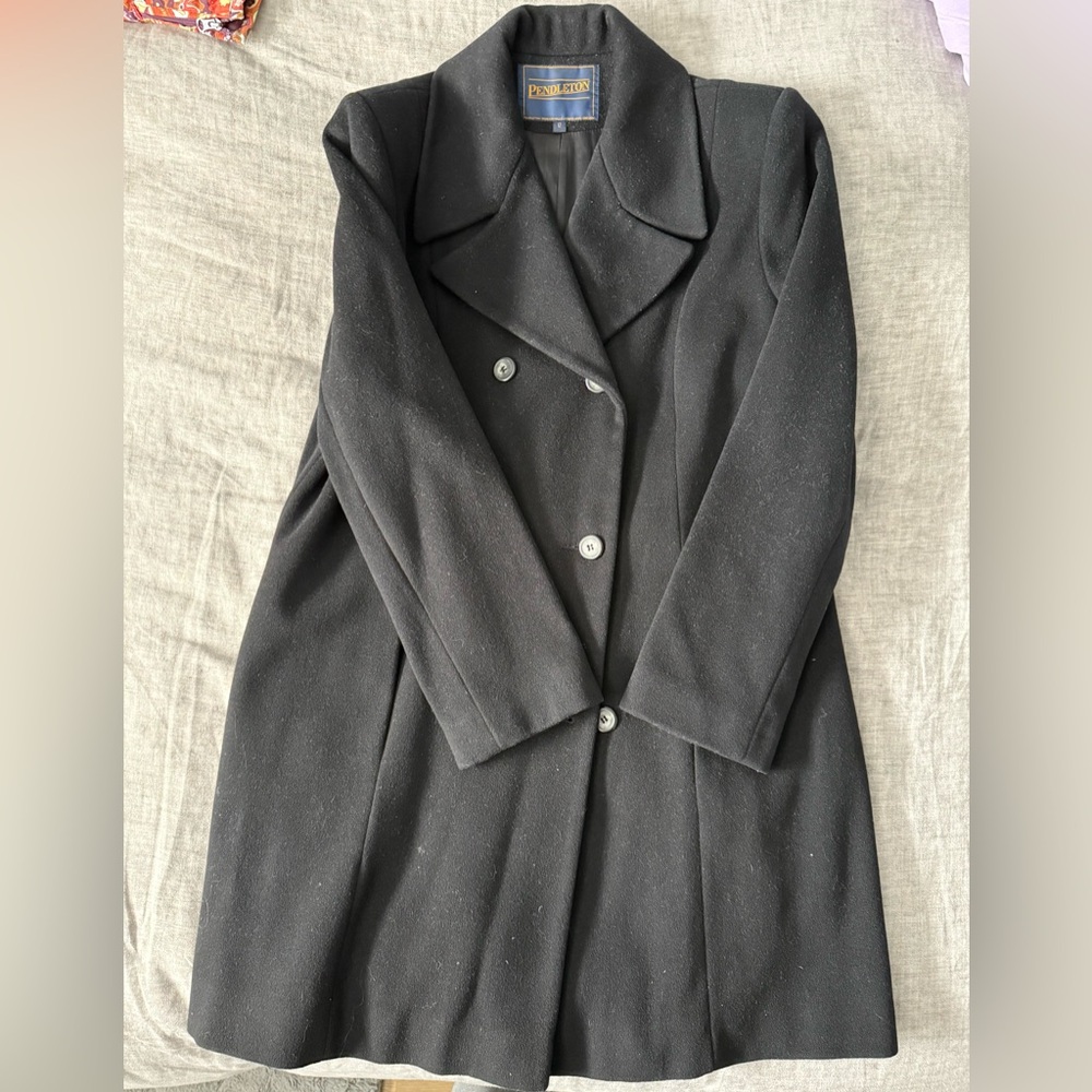 Pendleton Double-Breasted Black Coat - Size 12 - image 3